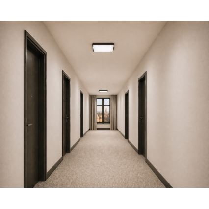 LED stropna svjetiljka sa senzorom pokreta i sumraka WILTON LED/24W/230V 4000K 33x33 cm crne boje