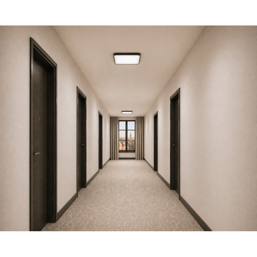 LED stropna svjetiljka sa senzorom pokreta i sumraka WILTON LED/24W/230V 4000K 33x33 cm crne boje