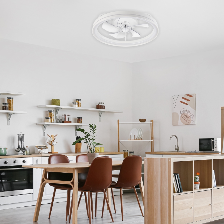 LED Prigušiva stropna svjetiljka s ventilatorom FARGO LED/37W/230V bijela + daljinski upravljač