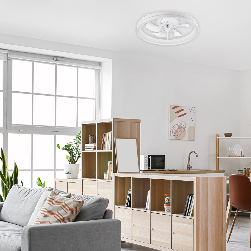 LED Prigušiva stropna svjetiljka s ventilatorom FARGO LED/37W/230V bijela + daljinski upravljač