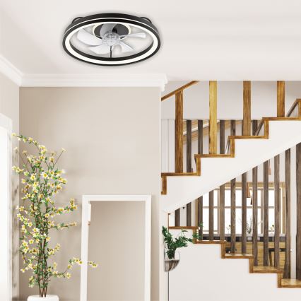 LED Prigušiva stropna svjetiljka s ventilatorom FARGO LED/37W/230V crna + daljinski upravljač