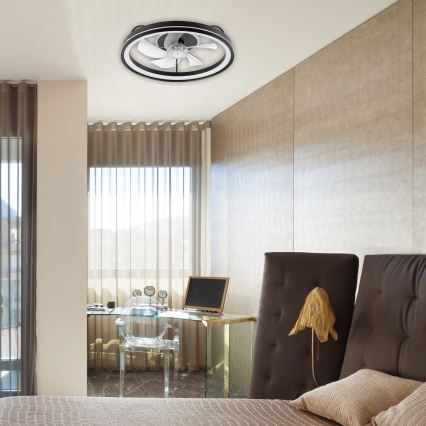 LED Prigušiva stropna svjetiljka s ventilatorom FARGO LED/37W/230V crna + daljinski upravljač