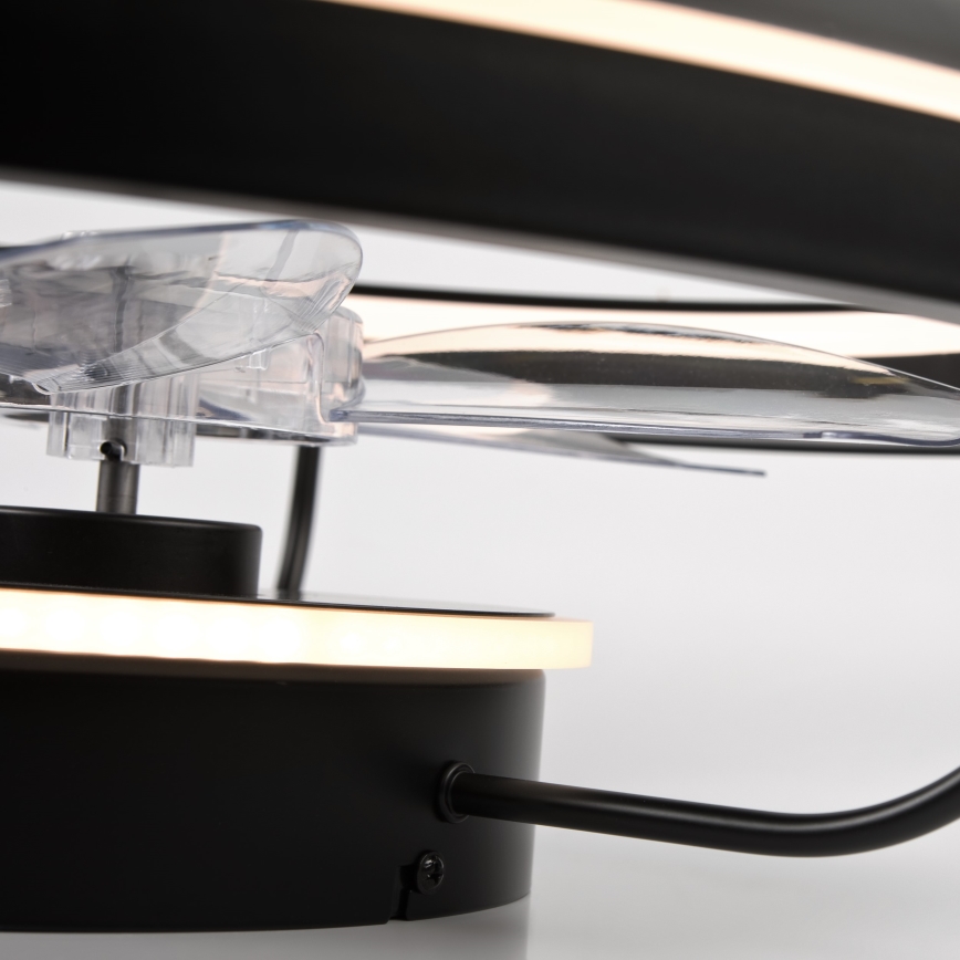 LED Prigušiva stropna svjetiljka s ventilatorom FARGO LED/37W/230V crna + daljinski upravljač