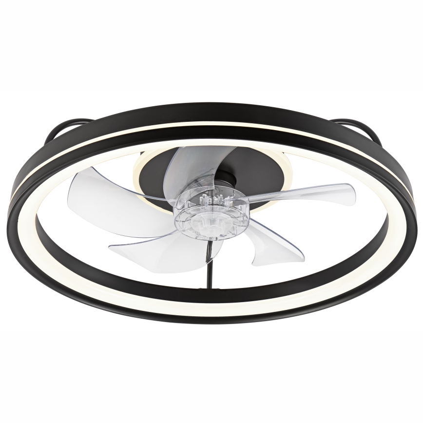 LED Prigušiva stropna svjetiljka s ventilatorom FARGO LED/37W/230V crna + daljinski upravljač