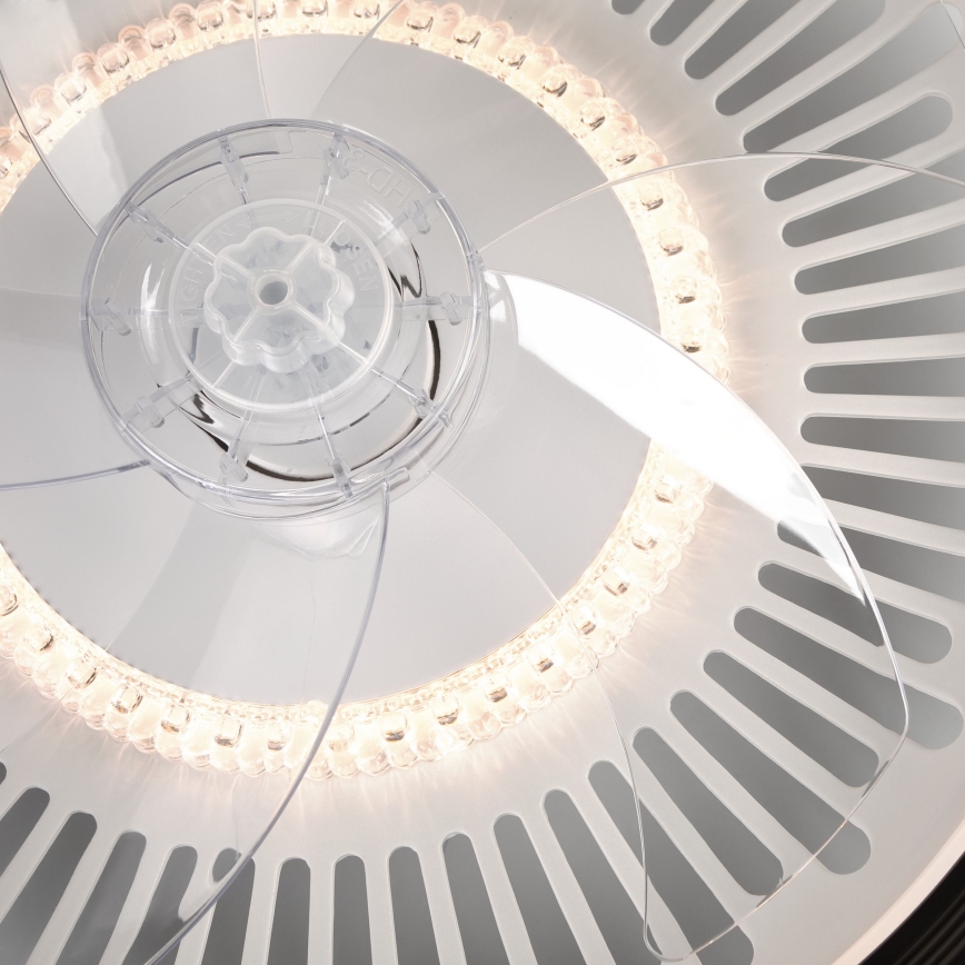 LED Prigušiva stropna svjetiljka s ventilatorom GEMMA LED/37W/230V bijela + daljinski upravljač