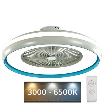 LED Stropna svjetiljka s ventilatorom LED/45W/230V 3000/4000/6500K plava + daljinski upravljač