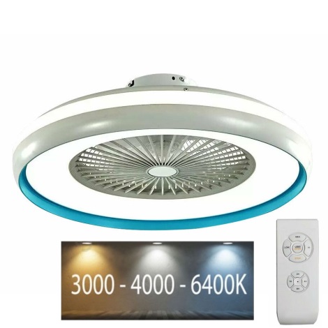 LED Stropna svjetiljka s ventilatorom LED/45W/230V 3000/4000/6500K plava