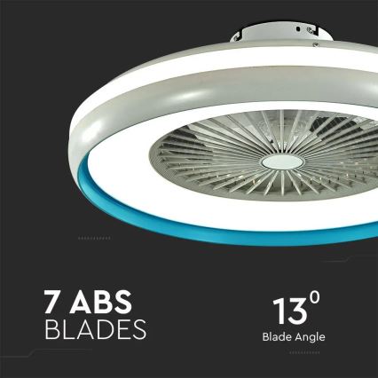 LED Stropna svjetiljka s ventilatorom LED/45W/230V 3000/4000/6500K plava + daljinski upravljač