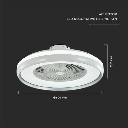 LED Stropna svjetiljka s ventilatorom LED/45W/230V 3000/4000/6500K siva + daljinski upravljač