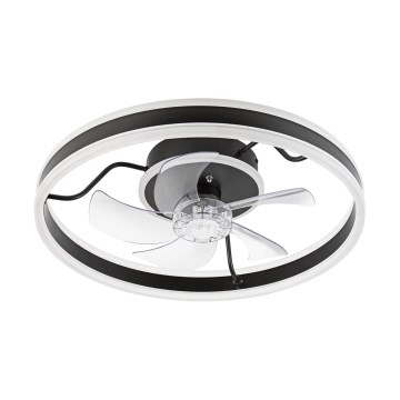 LED stropna svjetiljka s ventilatorom, prigušivač, APOLLO LED/38W/230V crna + daljinski upravljač