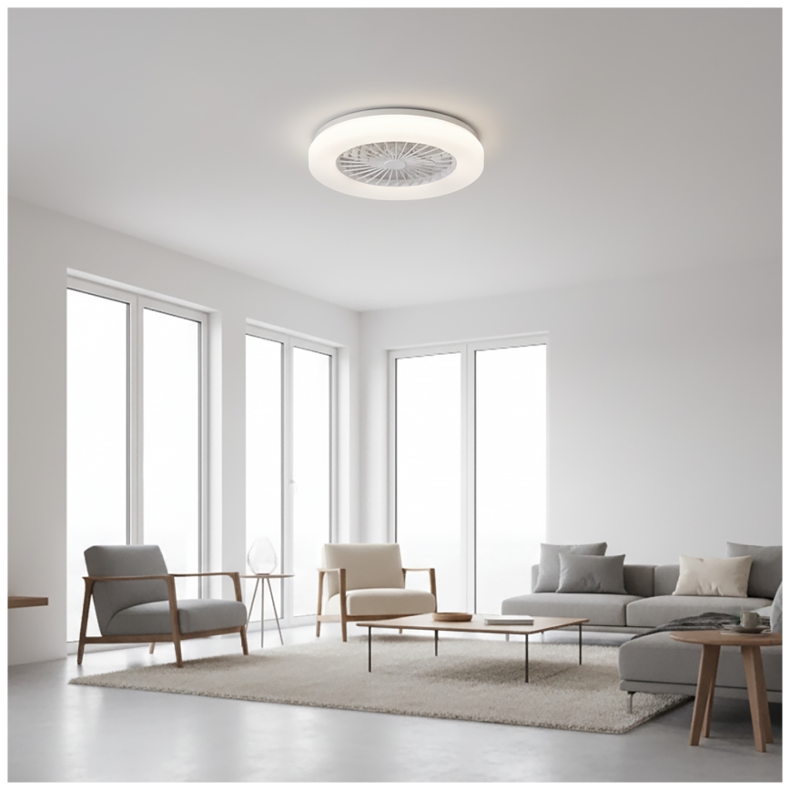 LED prigušivo stropno svjetlo s ventilatorom VENTELUX LED/24W/230V 3000/4000/6500K promjer 45 cm bijelo + daljinski upravljač