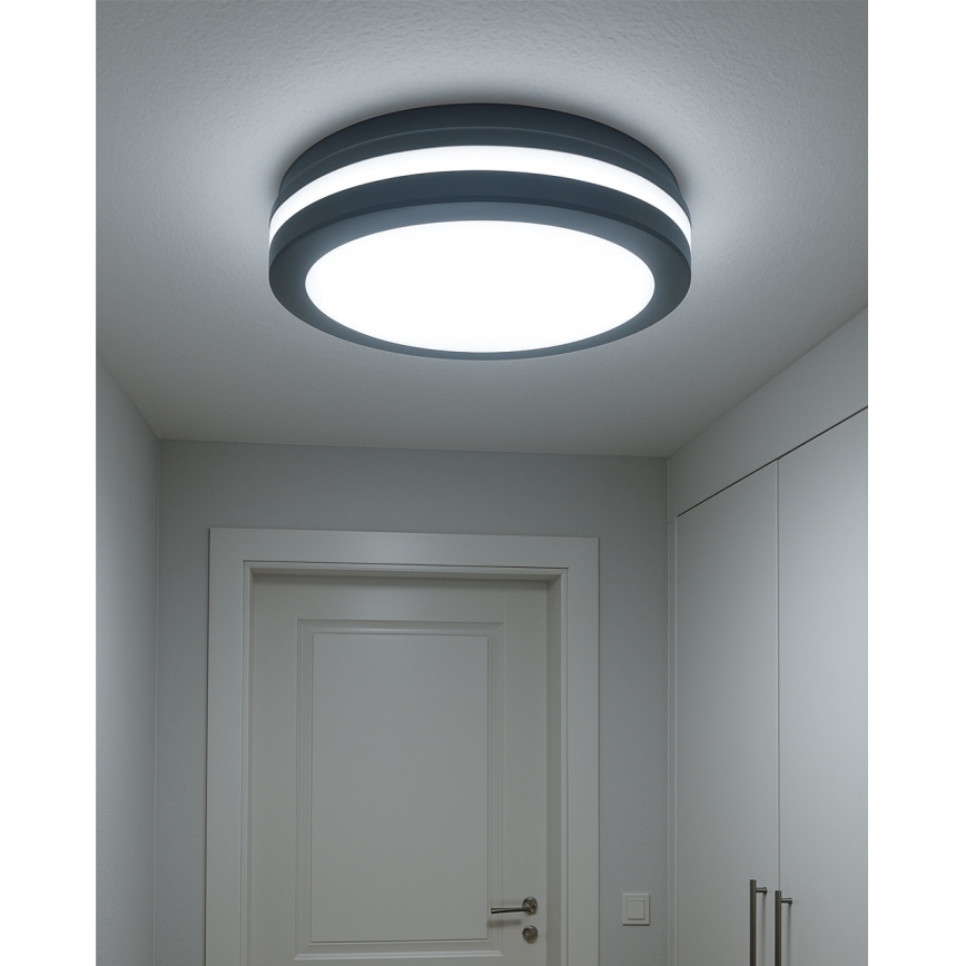 LED stropna svjetiljka s senzorom pokreta LED/20W/230V 3000/4000/6500K promjer 230 cm IP54 antracitna