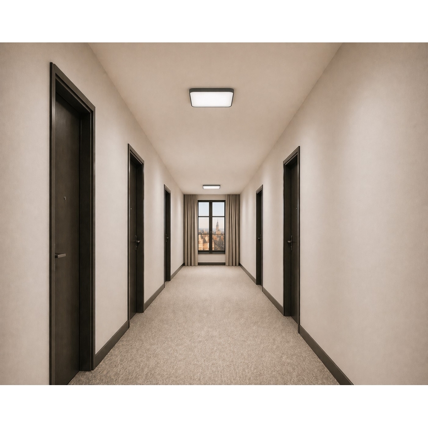 LED stropno svjetlo s detektorom pokreta i sumraka WILTON LED/24W/230V 4000K 33x33 cm antracit