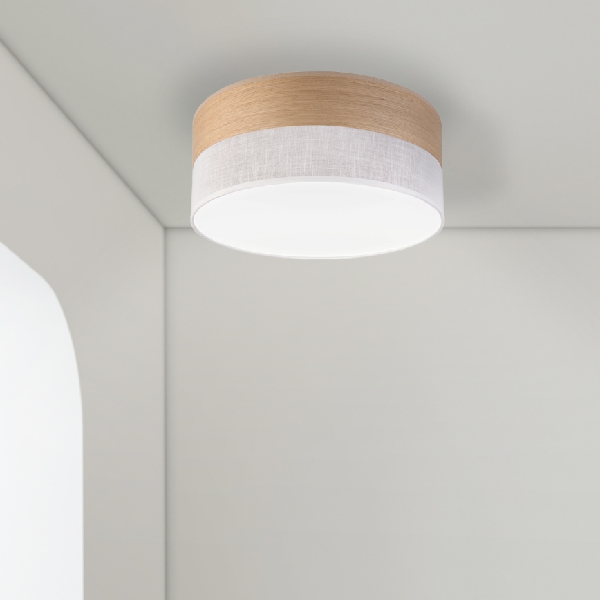 LED Stropna svjetiljka SIRJA WOOD LED/20W/230V pr. 35 cm bijela/hrast