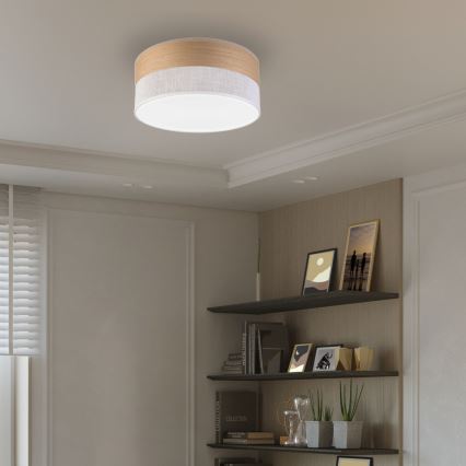 LED Stropna svjetiljka SIRJA WOOD LED/20W/230V pr. 35 cm bijela/hrast
