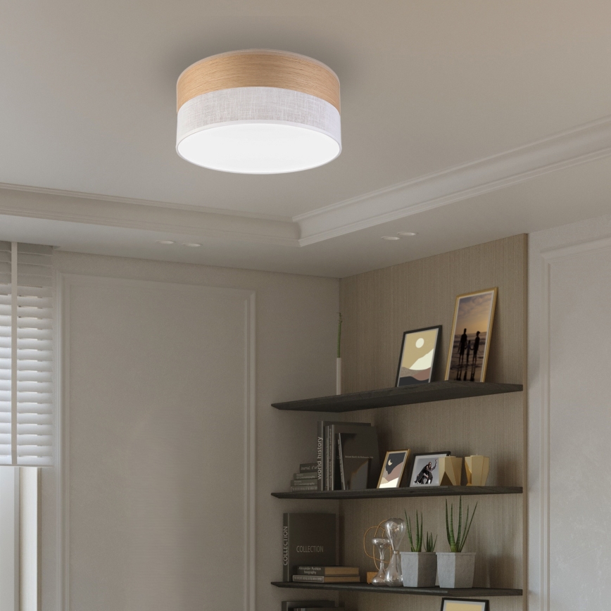 LED Stropna svjetiljka SIRJA WOOD LED/20W/230V pr. 35 cm bijela/hrast