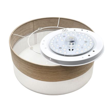 LED Stropna svjetiljka SIRJA WOOD LED/20W/230V pr. 35 cm bijela/hrast