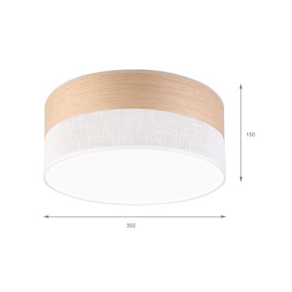 LED Stropna svjetiljka SIRJA WOOD LED/20W/230V pr. 35 cm bijela/hrast