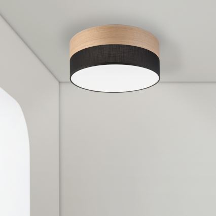 LED Stropna svjetiljka SIRJA WOOD LED/20W/230V pr. 35 cm crna/hrast