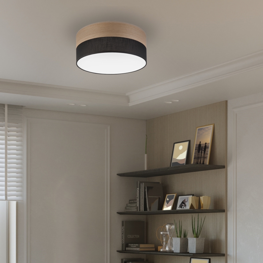 LED Stropna svjetiljka SIRJA WOOD LED/20W/230V pr. 35 cm crna/hrast