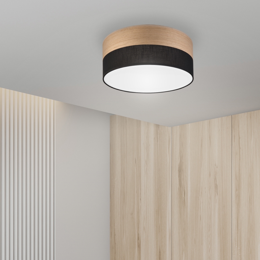 LED Stropna svjetiljka SIRJA WOOD LED/20W/230V pr. 35 cm crna/hrast
