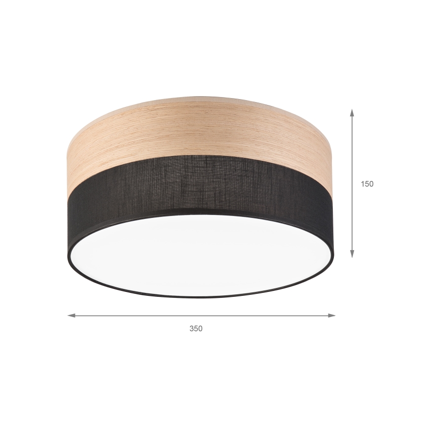LED Stropna svjetiljka SIRJA WOOD LED/20W/230V pr. 35 cm crna/hrast
