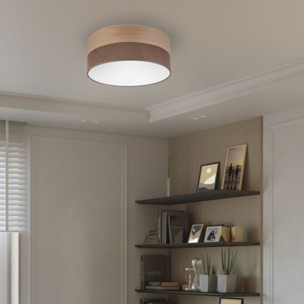 LED Stropna svjetiljka SIRJA WOOD LED/20W/230V pr. 35 cm smeđa/hrast