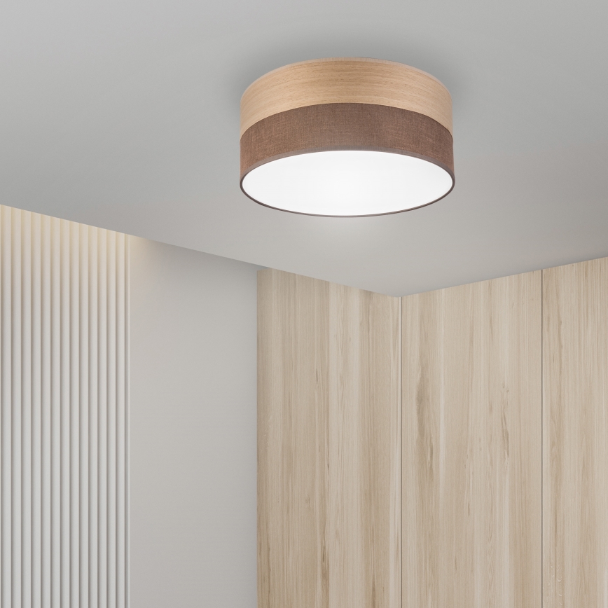 LED Stropna svjetiljka SIRJA WOOD LED/20W/230V pr. 35 cm smeđa/hrast