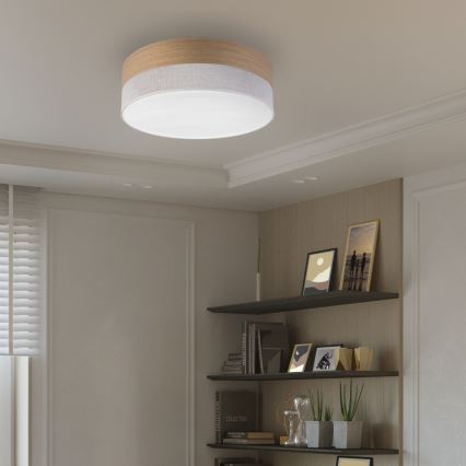 LED Stropna svjetiljka SIRJA WOOD LED/36W/230V pr. 45 cm bijela/hrast
