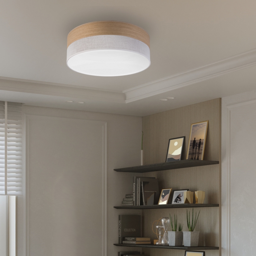 LED Stropna svjetiljka SIRJA WOOD LED/36W/230V pr. 45 cm bijela/hrast