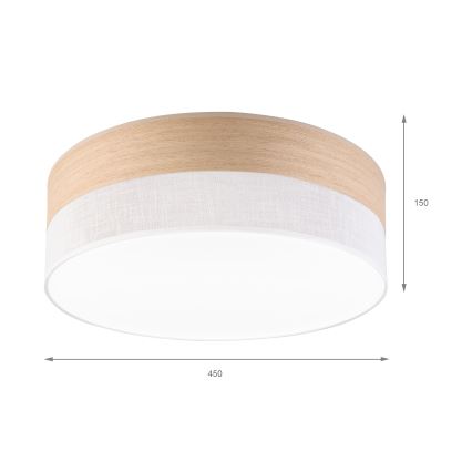 LED Stropna svjetiljka SIRJA WOOD LED/36W/230V pr. 45 cm bijela/hrast