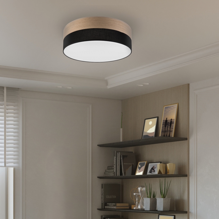 LED Stropna svjetiljka SIRJA WOOD LED/36W/230V pr. 45 cm crna/hrast