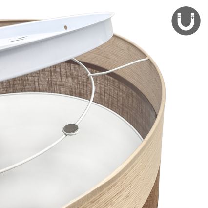 LED Stropna svjetiljka SIRJA WOOD LED/36W/230V pr. 45 cm smeđa/hrast
