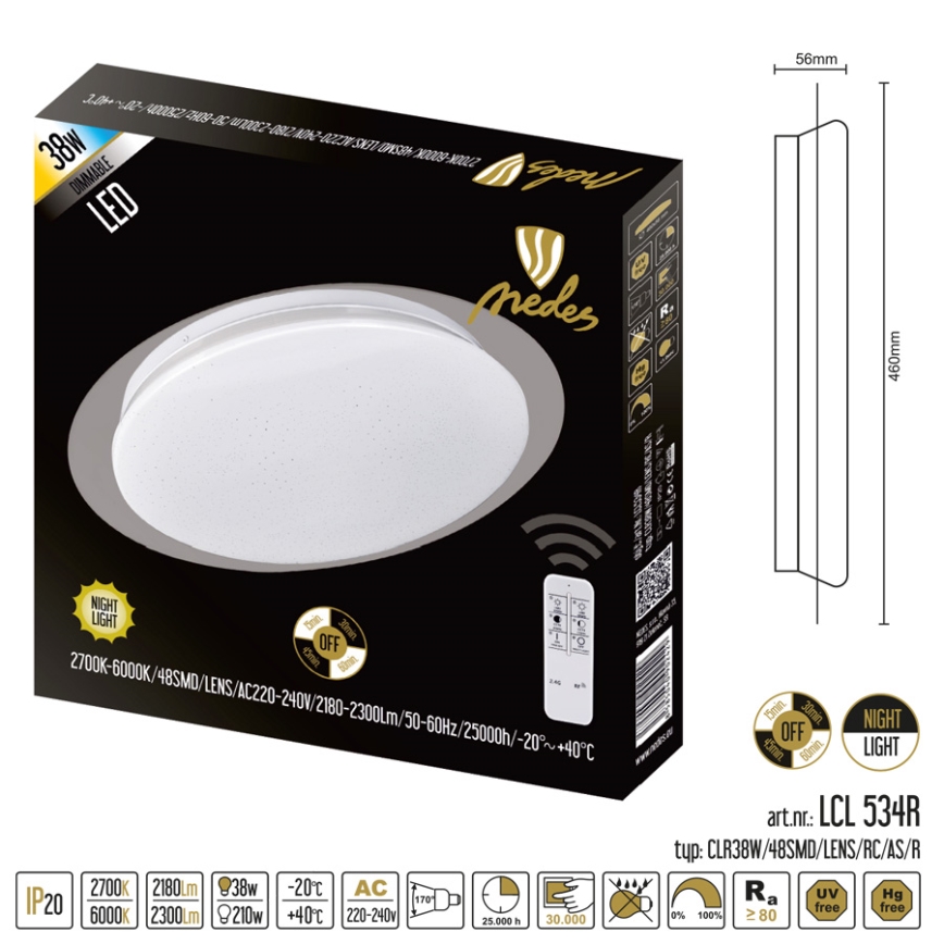LED Stropna svjetiljka STARS LED/38W sa mogućnošću prigušivanja