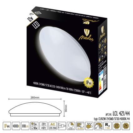 LED Stropna svjetiljka za kupaonicu LED/12W/230V IP44