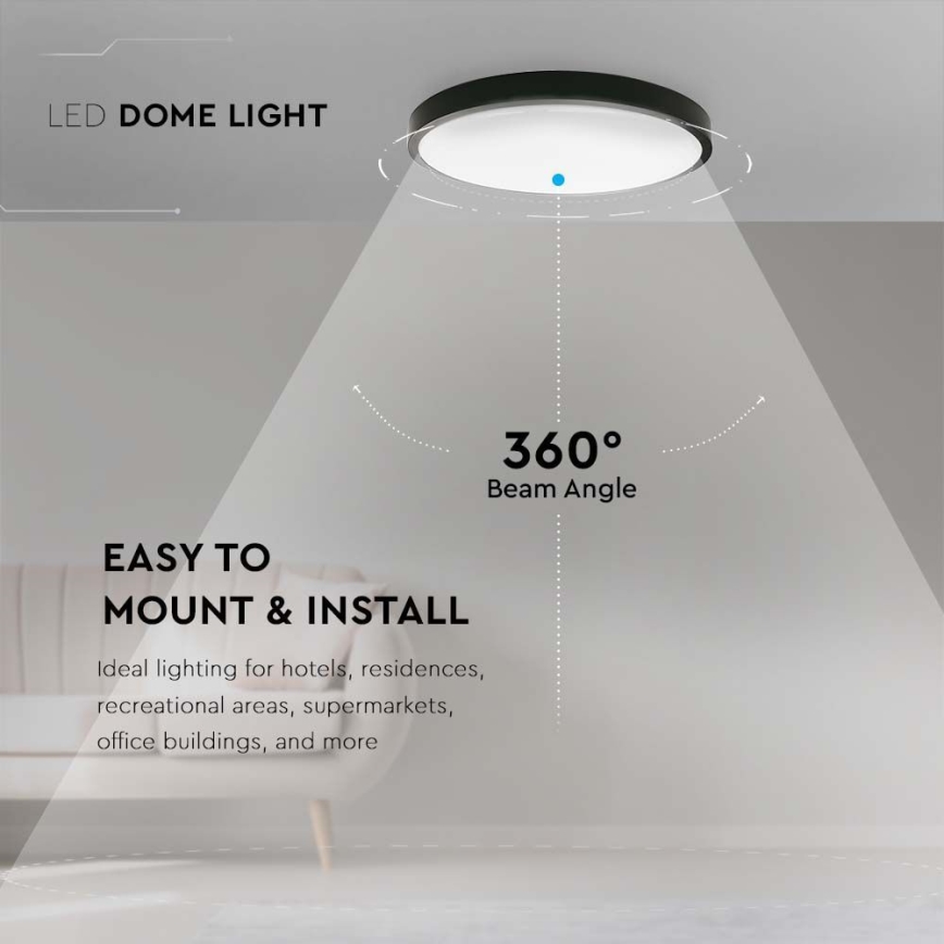 LED Stropna svjetiljka za kupaonicu LED/24W/230V 4000K IP44 pr. 29,5 cm crna