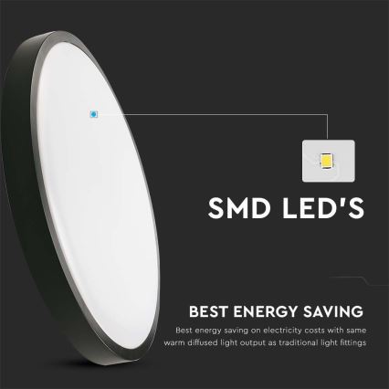 LED Stropna svjetiljka za kupaonicu LED/24W/230V 4000K IP44 pr. 29,5 cm crna