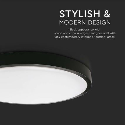 LED Stropna svjetiljka za kupaonicu LED/24W/230V 4000K IP44 pr. 29,5 cm crna