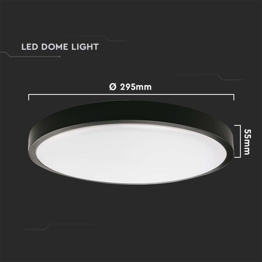 LED Stropna svjetiljka za kupaonicu LED/24W/230V 4000K IP44 pr. 29,5 cm crna