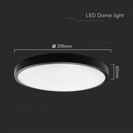LED Stropna svjetiljka za kupaonicu LED/24W/230V 6500K IP44 pr. 29,5 cm crna