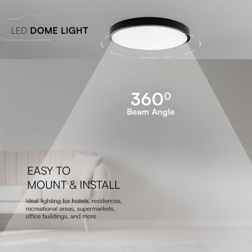LED Stropna svjetiljka za kupaonicu SAMSUNG CHIP LED/24W/230V IP44 4000K pr. 29 cm crna