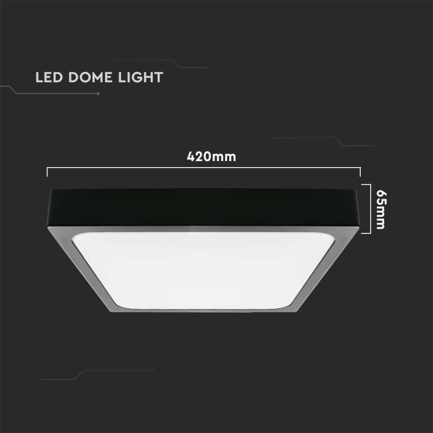LED Stropna svjetiljka za kupaonicu LED/30W/230V 3000K IP44 42x42 cm crna