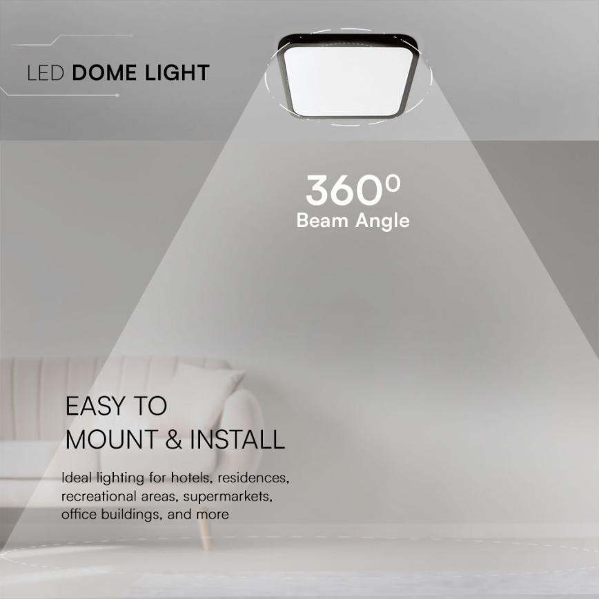 LED Stropna svjetiljka za kupaonicu SAMSUNG CHIP LED/48W/230V IP44 6500K 42x42 cm crna