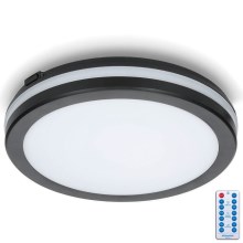 LED Stropna svjetiljka za kupaonicu sa senzorom LED/18W/230V 3000/4000/6500K IP65 pr. 30 cm crna + daljinski upravljač