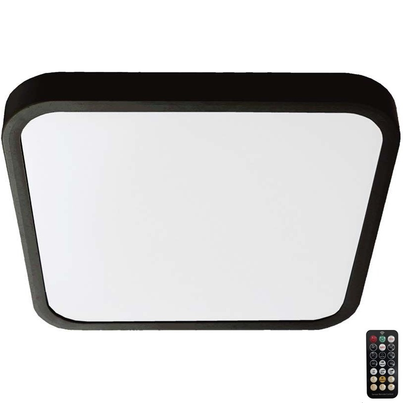 LED Stropna svjetiljka za kupaonicu sa senzorom LED/18W/230V 4000K IP44 29,5x29,5 cm crna + daljinski upravljač