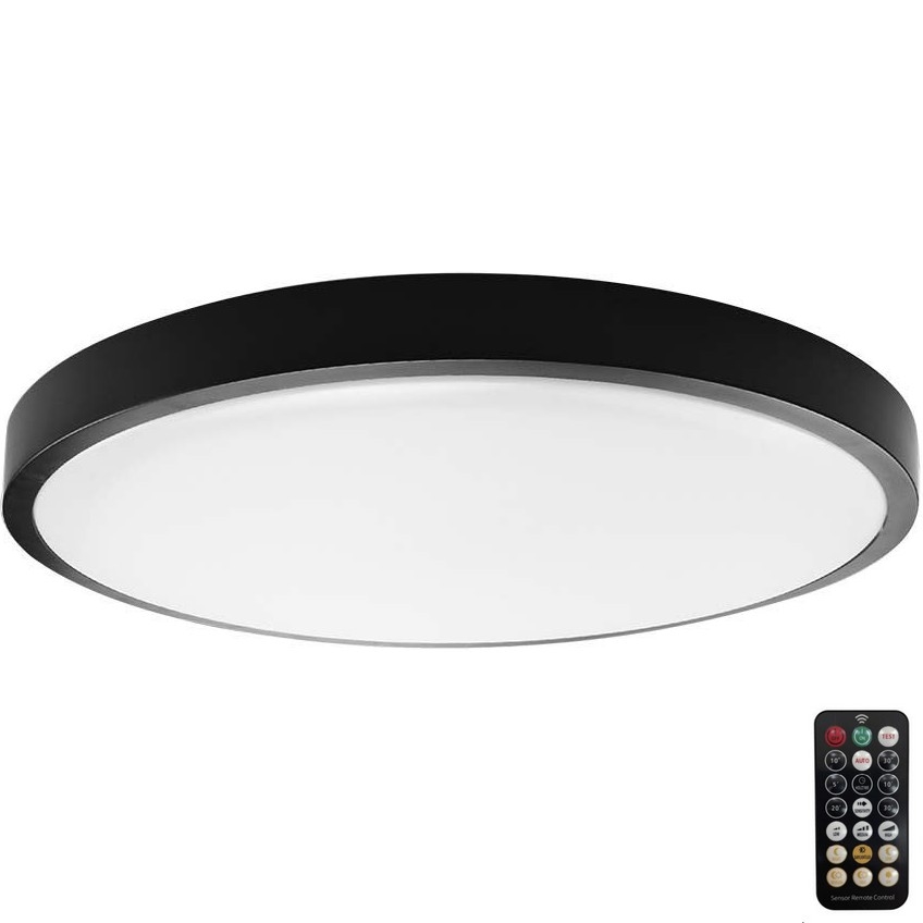 LED Stropna svjetiljka za kupaonicu sa senzorom LED/18W/230V 4000K IP44 crna + daljinski upravljač