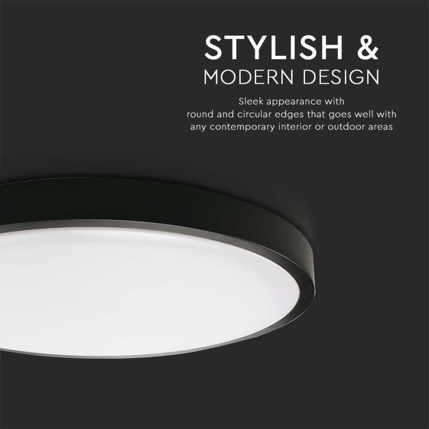 LED Stropna kupaonska svjetiljka sa senzorom LED/18W/230V 4000K IP44 promjer 22,5 cm crna