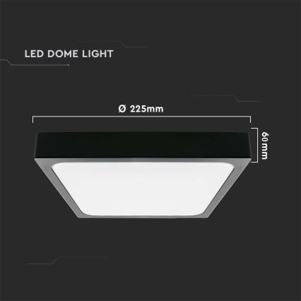 LED Stropna svjetiljka za kupaonicu sa senzorom LED/18W/230V 4000K IP44 22,5x22,5 cm crna