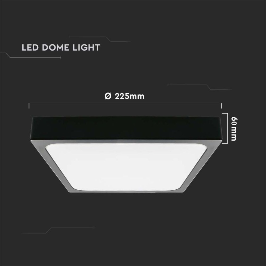 LED Stropna svjetiljka za kupaonicu sa senzorom LED/18W/230V 4000K IP44 22,5x22,5 cm crna
