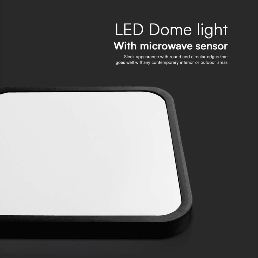 LED Stropna svjetiljka za kupaonicu sa senzorom LED/18W/230V 4000K IP44 crna + daljinski upravljač